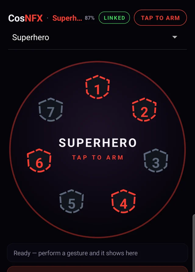 The phone companion app — the identity's shaped pads on a live ring